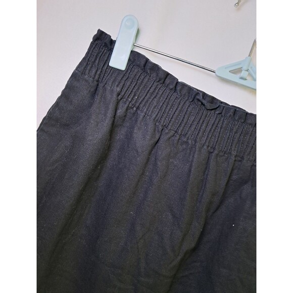 J. Crew Size 4 Pull On Skirt Elastic Waist Scalloped Hem Linen Cotton Black - Picture 3 of 10